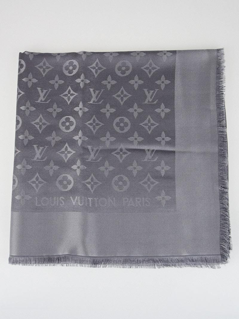 Louis Vuitton Anthracite Grey Monogram Silk Wool Shawl Louis
