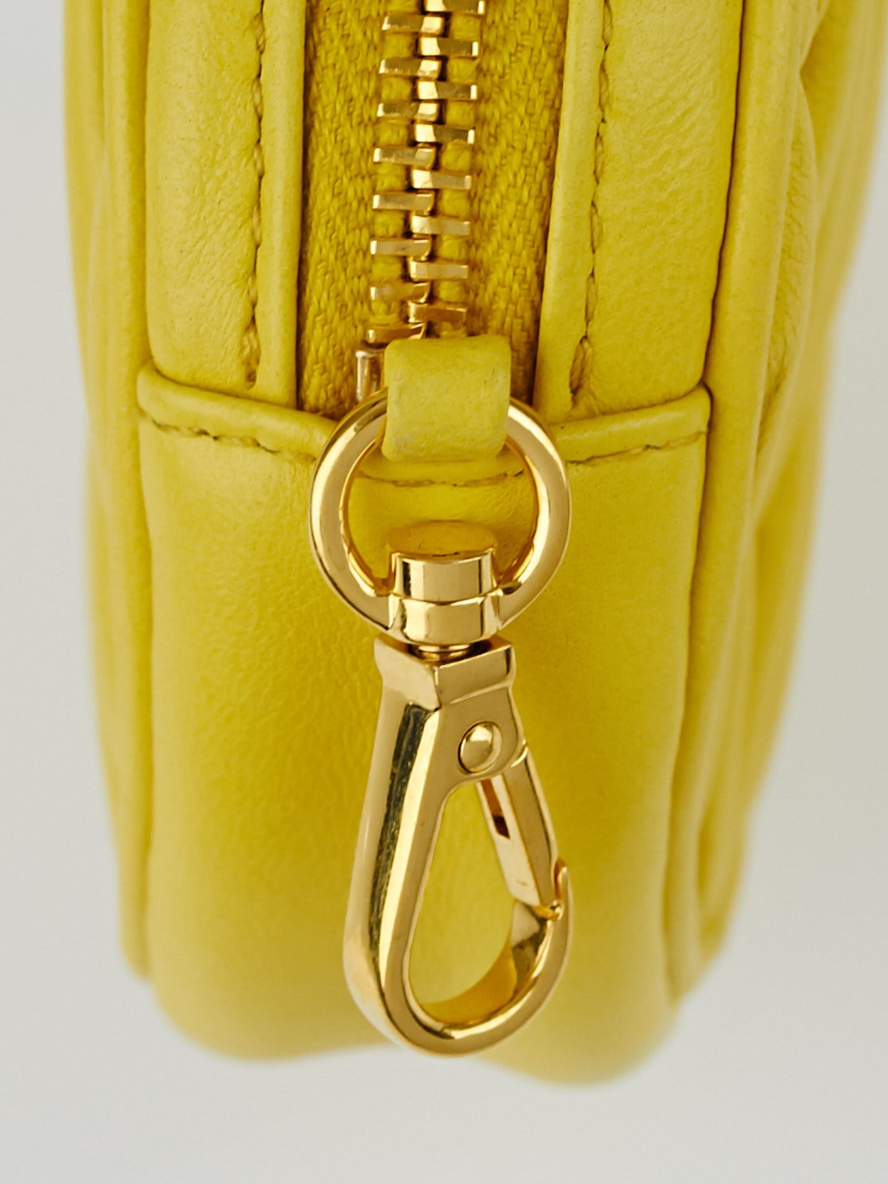 Miu Miu Yellow Matelasse Leather Coin Purse | Yoogi's Closet