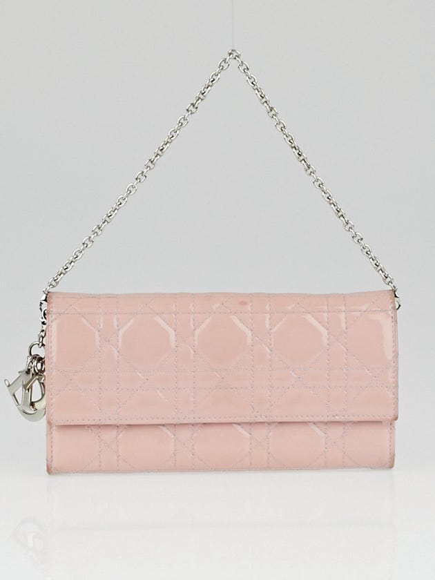 Christian Dior Pale Pink Cannage Quilted Patent Leather Rendez-Vous Clutch Bag