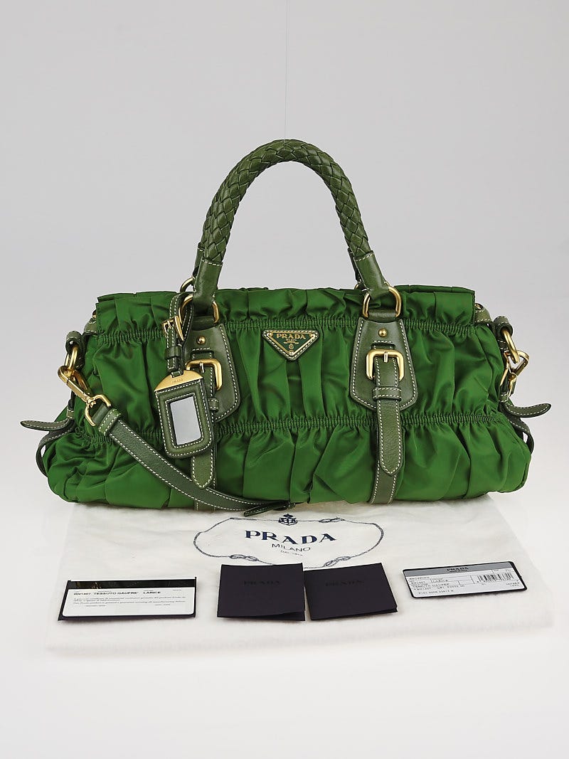 Prada Green Tessuto Nylon Gauffre Tote Bag - Yoogi's Closet