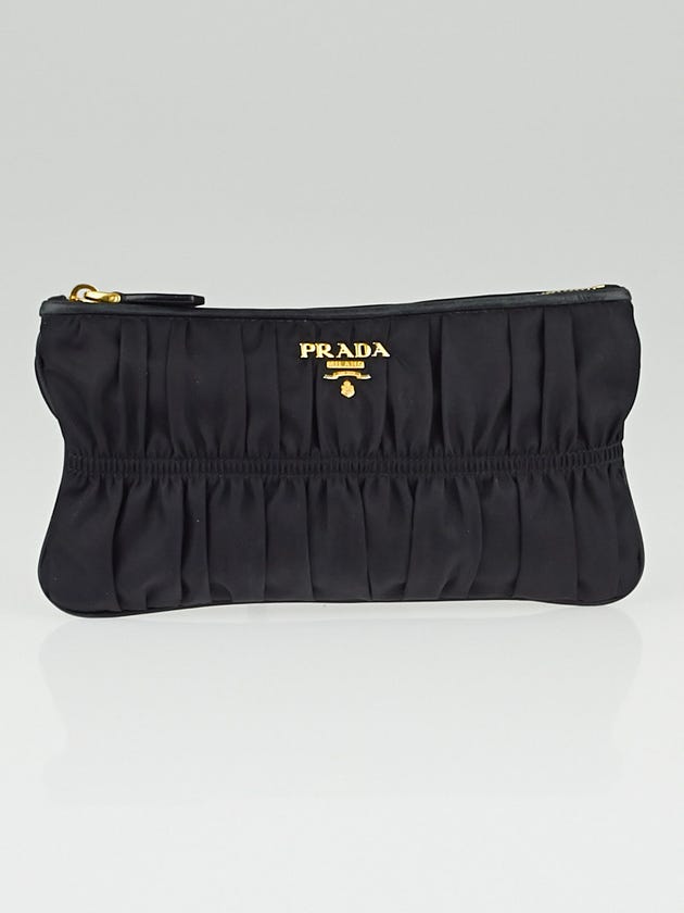 Prada Black Tessuto Nylon Gauffre Flat Cosmetic Pouch