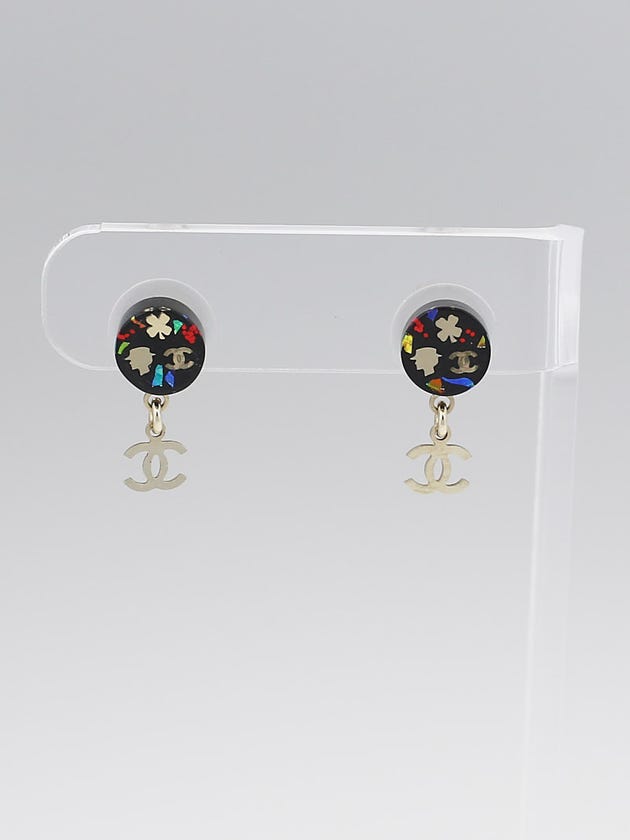 Chanel Black Resin Symbols CC Earrings