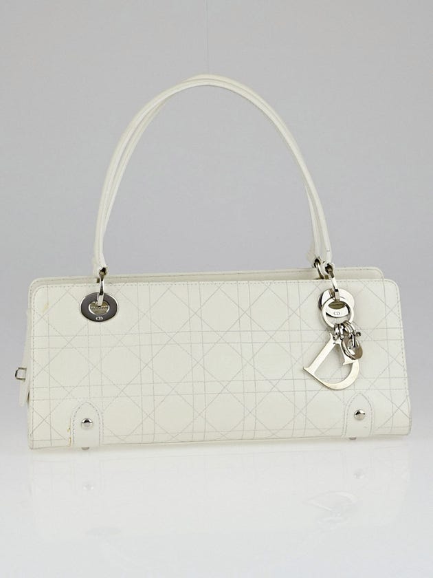 Christian Dior White Cannage Quilted Calfskin Leather Small Lady Dior East/West Bag
