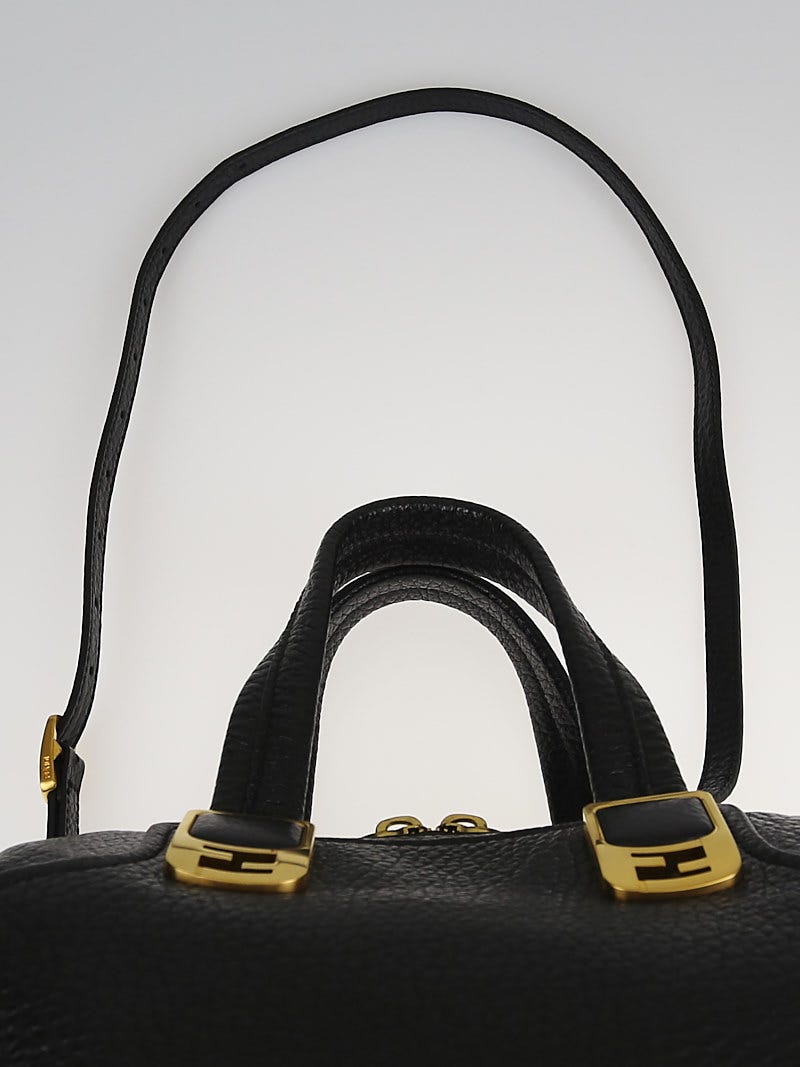 バッグ FENDI chameleon handbag leather black Fendi Black Pebbled Leather Chameleon Large Tote Bag 8BL110