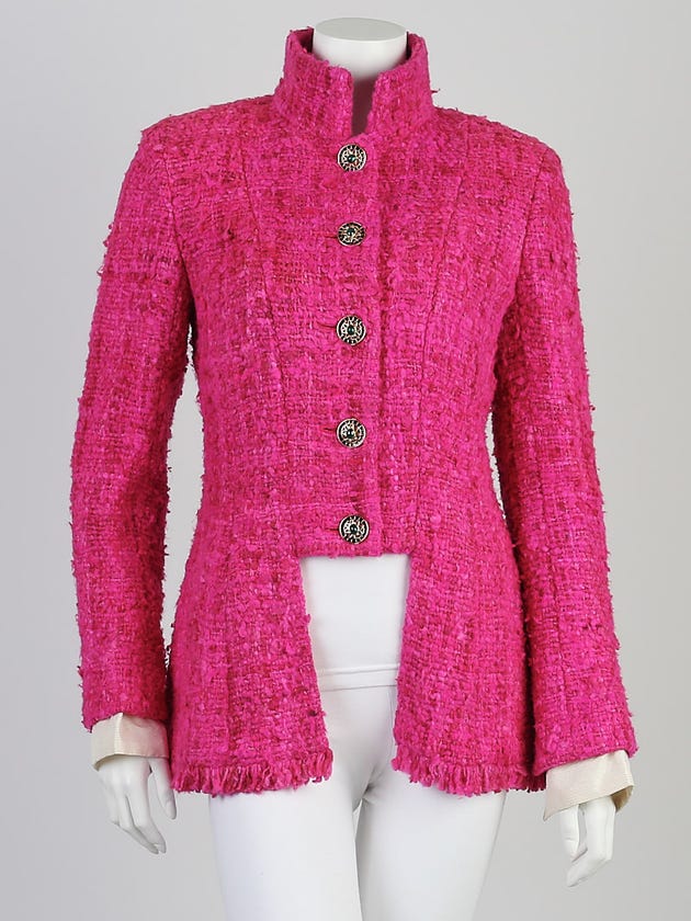 Chanel Fuchsia Silk Boucle Jacket Size 6/38