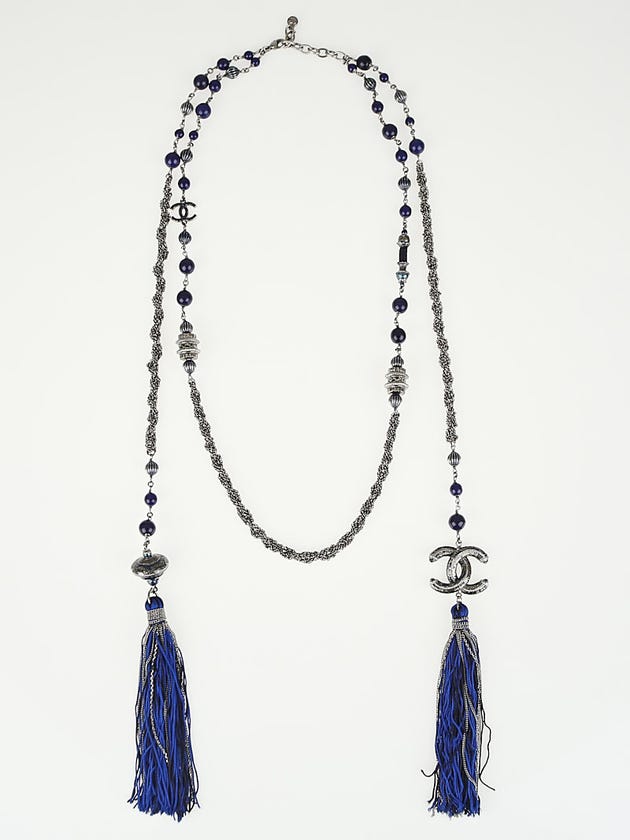Chanel Chain and Beaded Tassel Paris-Shanghai Long Necklace