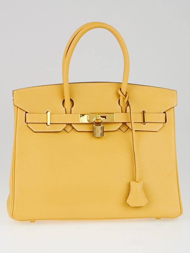 Hermes 30cm Soleil Fjord Leather Gold Plated Birkin Bag
