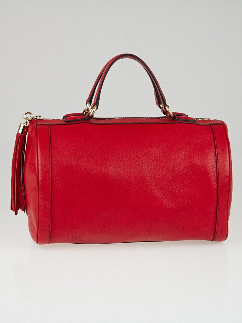 GUCCI Red Leather Soho Boston Bag