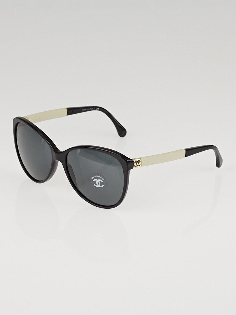 Chanel Black/White Quilted Leather Arm Wayfarer Sunglasses-5225 - Yoogi's  Closet