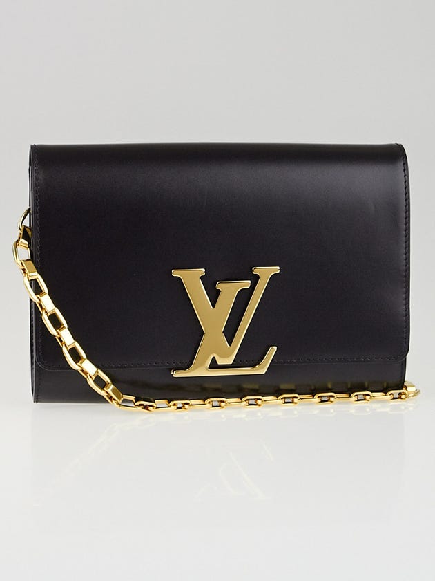 Louis Vuitton Black Calfskin Leather Chain Louise Clutch Bag