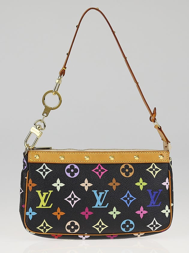 Louis Vuitton Black Monogram Multicolore Accessories Pochette Bag w/ Strap Extender