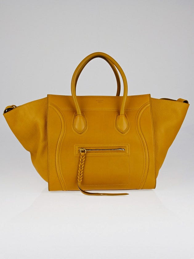Celine Curry Natural Calfskin Leather Small Phantom Luggage Tote Bag