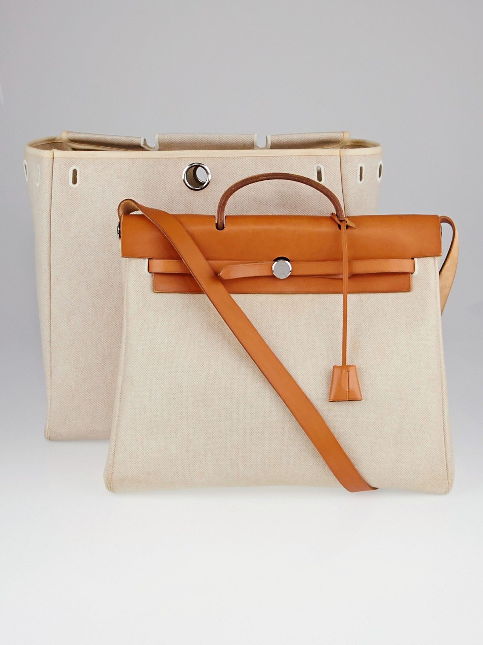Hermes Beige/Natural Canvas and Leather 2 in 1 Herbag 31 Hermes