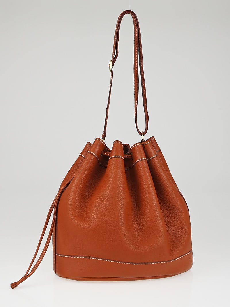 Hermes Leather Market Bucket Bag Brown