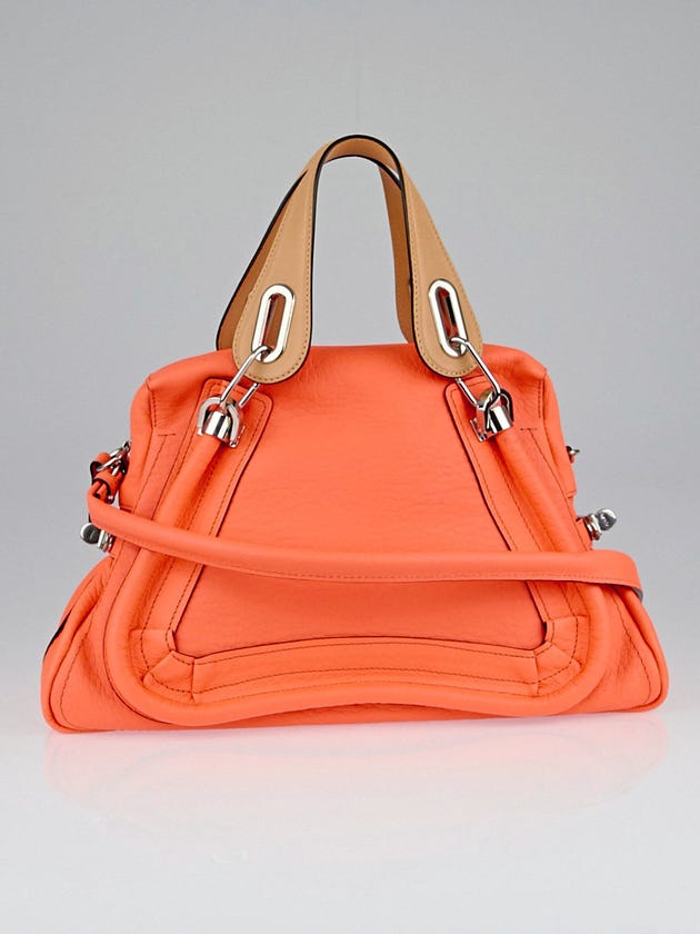 Chloe Orange Fizz Grained Calfskin Leather Paraty Bag