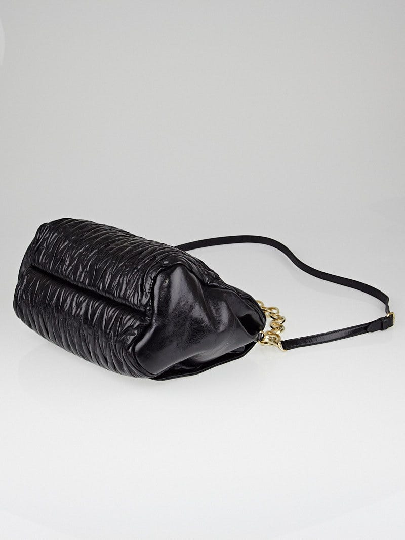 Miu Miu Black Matelasse Lux Leather Chain Flap Bag RN0916