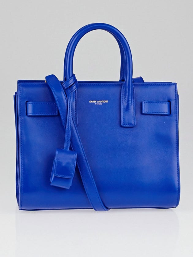 Saint Laurent Royal Blue Calfskin Leather Classic Nano Sac de Jour Bag