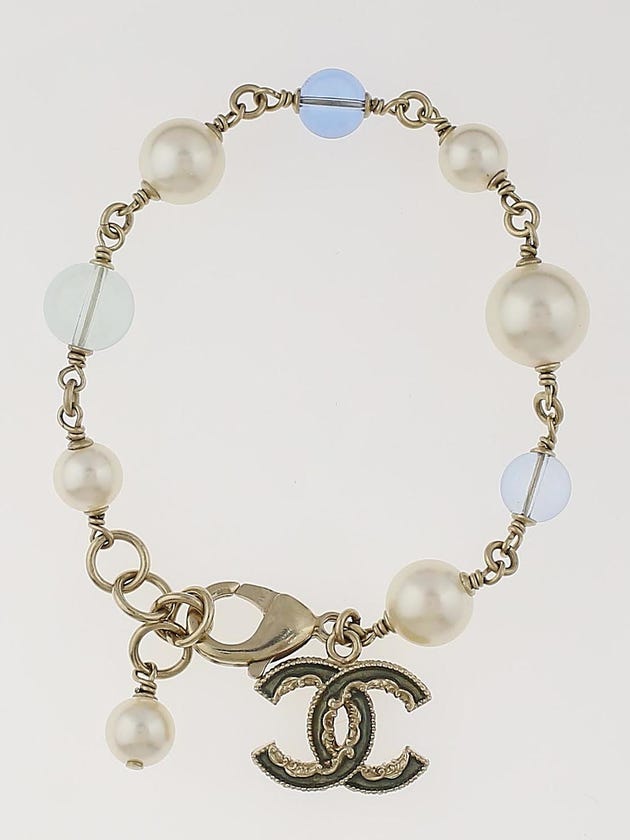Chanel Glass Pearl and Beaded Gripoix CC Bracelet 