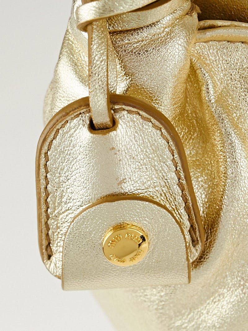 Miu Miu Gold Metallic Leather Mini Bag | Yoogi's Closet Miu Miu Gold Metallic Leather Mini Bag | Yoogi's Closet