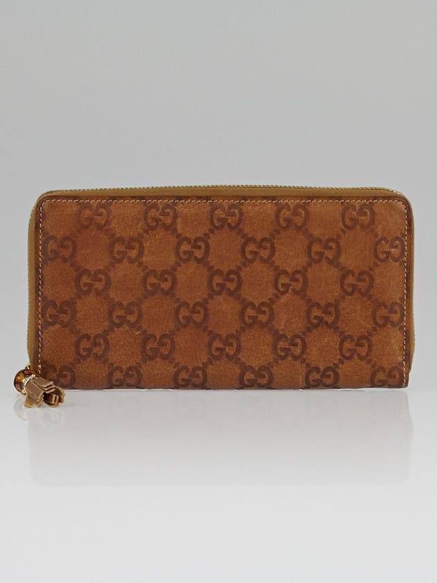 Gucci Light Brown Guccissima Leather Bamboo Tassel Zip Around Wallet