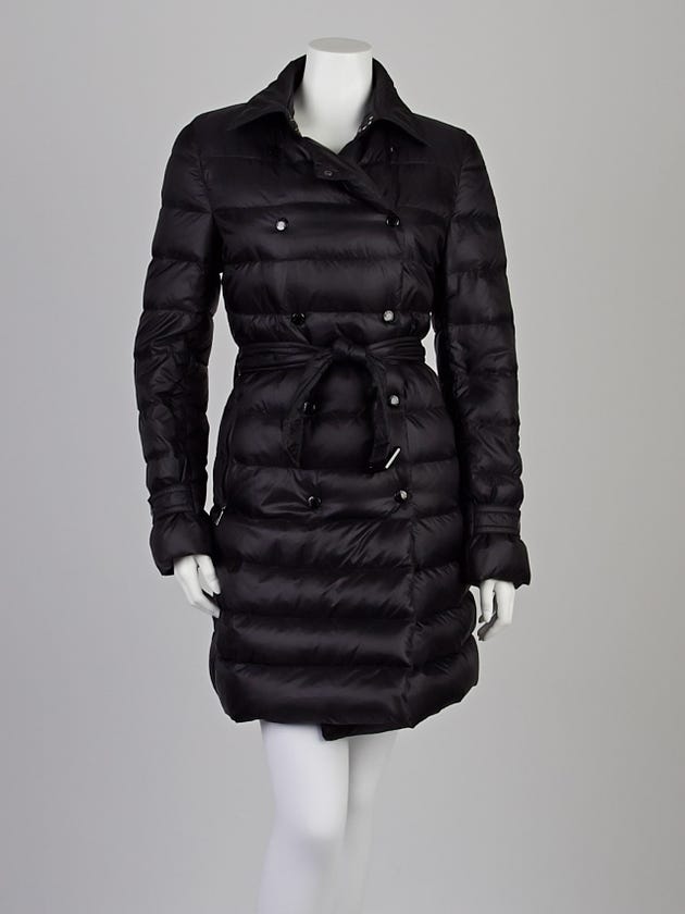Moncler Black Quilted Nylon Belted Parka Jacket Size 2/M 
