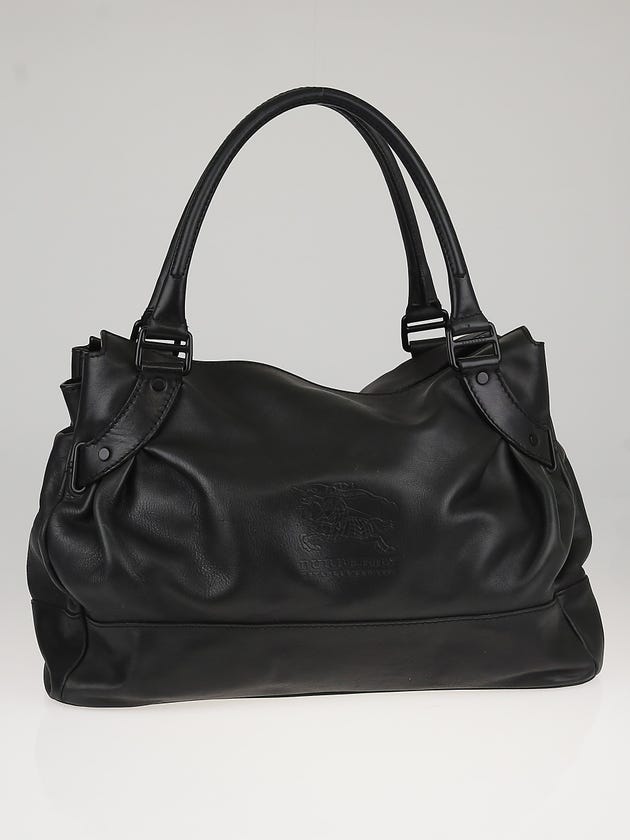 Burberry Black Leather Top Handle Tote Bag