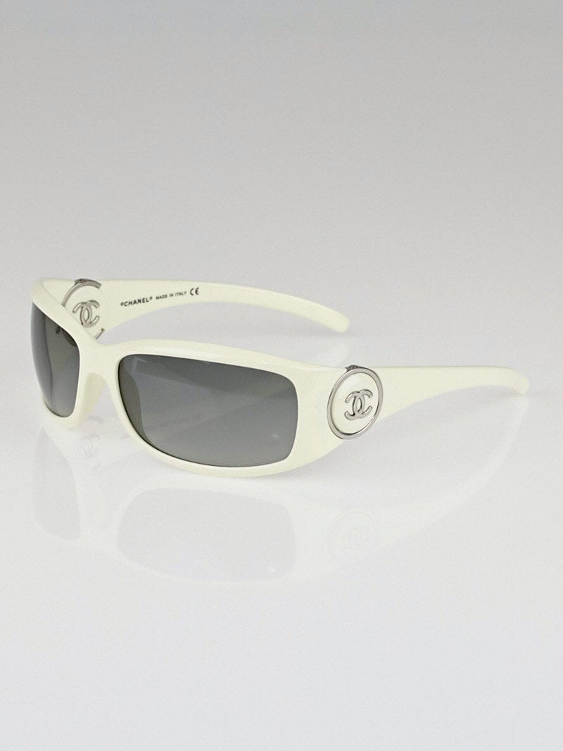 Chanel White Frame CC Logo Sunglasses - 6030 - Yoogi's Closet