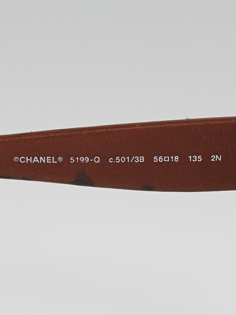 Chanel Black/Brown Quilted Leather Arm CC Sunglasses-5199-Q