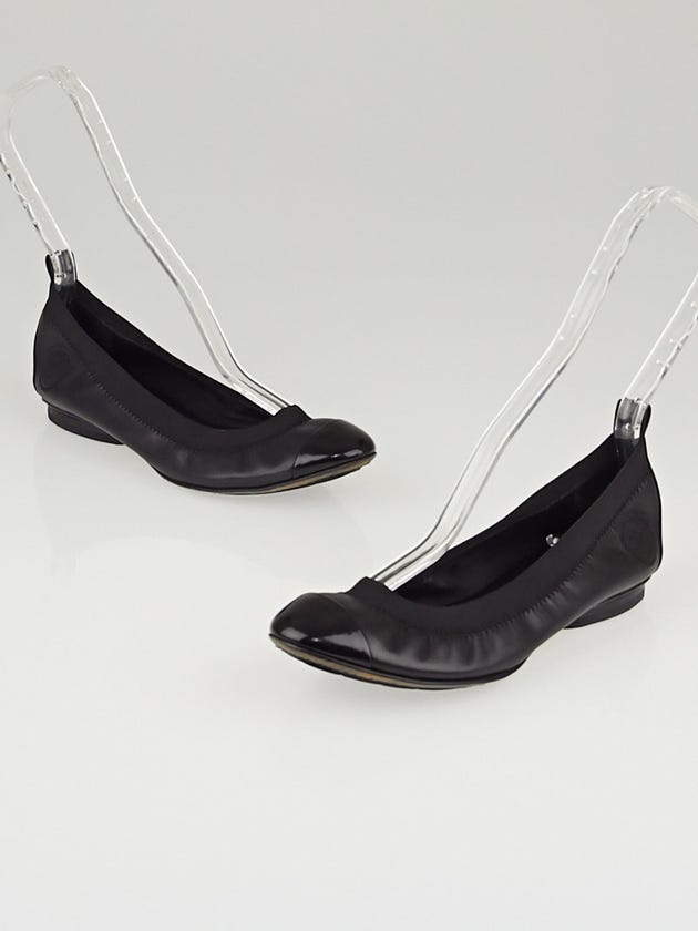 Chanel Black Leather Elastic Ballet Flats Size 5.5/36