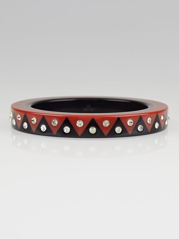 Louis Vuitton Black/Red Resin Zigzag Swarovski Crystal Bangle Bracelet Size M