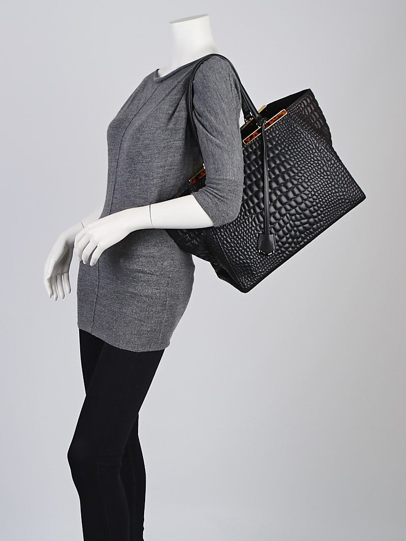 Fendi Black Crocodile Embossed Leather 3Jours Tote Bag - 8BH272  