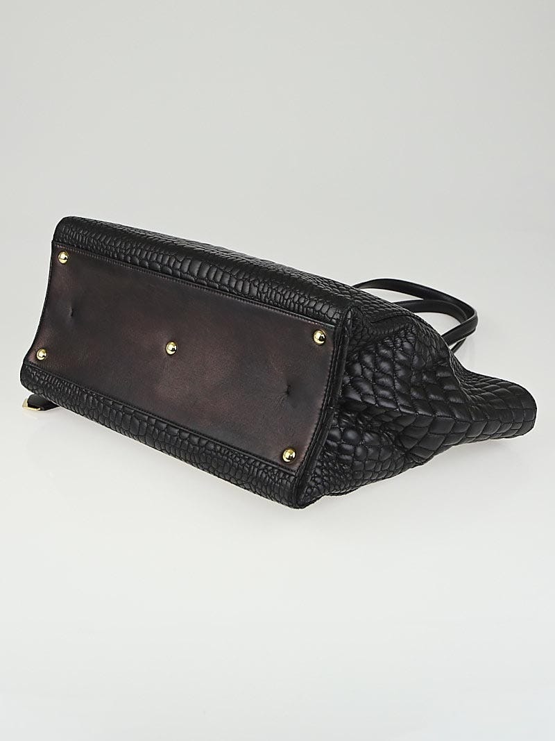 Fendi Black Crocodile Embossed Leather 3Jours Tote Bag - 8BH272  