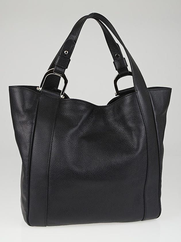 Gucci Black Pebbled Calfskin Leather Greenwich Large Tote Bag
