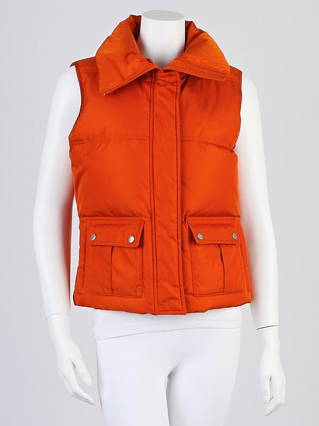 Burberry London Orange Nylon Puffer Vest Size S