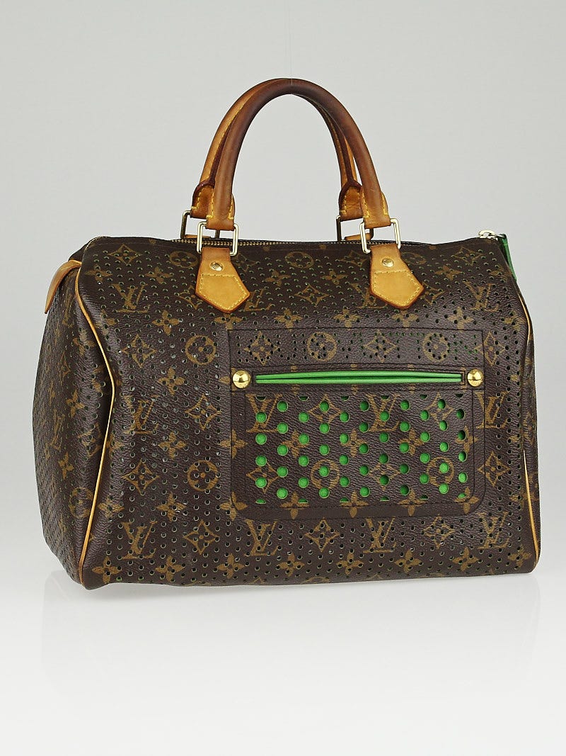 Louis Vuitton Limited Edition Green Monogram Perforated Speedy 30 Bag -  Yoogi's Closet