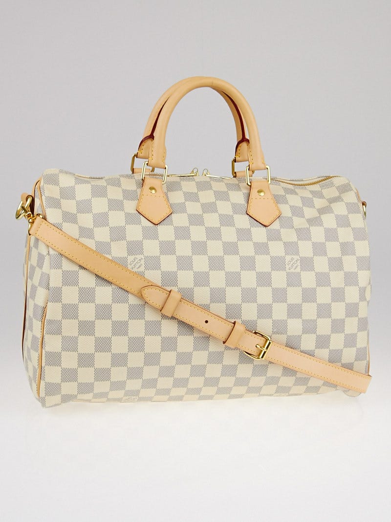 Louis Vuitton Damier Canvas Speedy 35 w/ Shoulder Strap Bag - Yoogi's Closet
