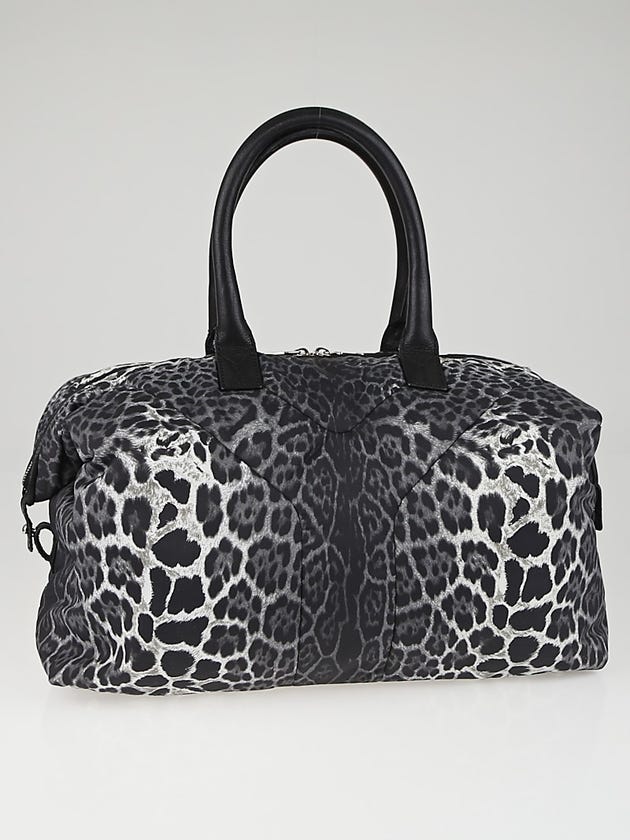 Yves Saint Laurent Black/White Leopard Print Nylon Easy Y Bag