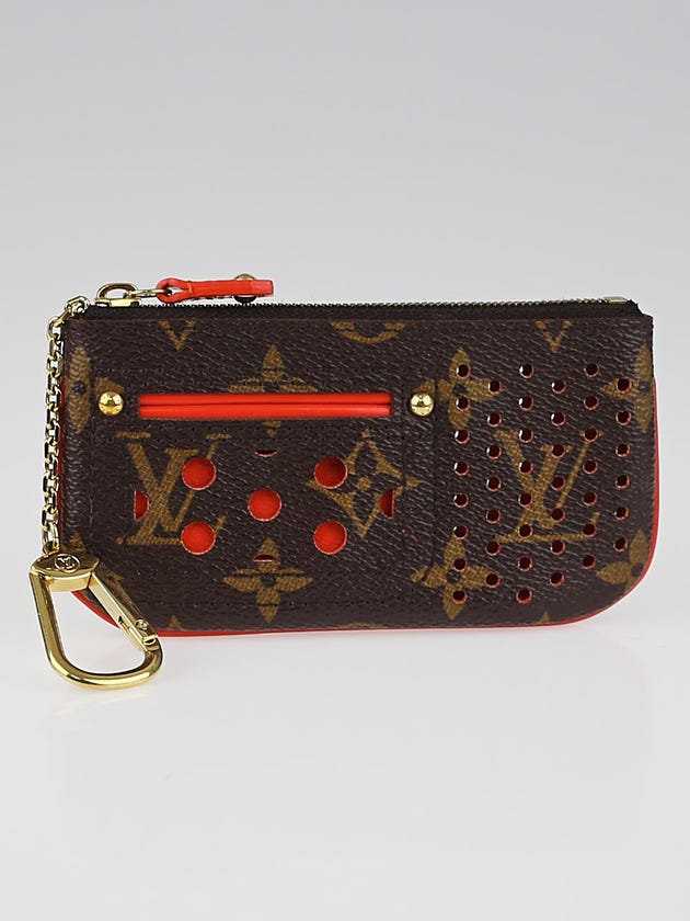 Louis Vuitton Limited Edition Orange Monogram Perforated Pochette Cles Key and Change Holder 