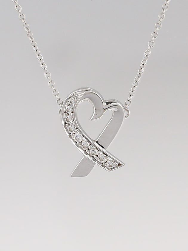 Tiffany & Co. 18k White Gold and Diamonds Paloma Picasso Loving Heart Necklace
