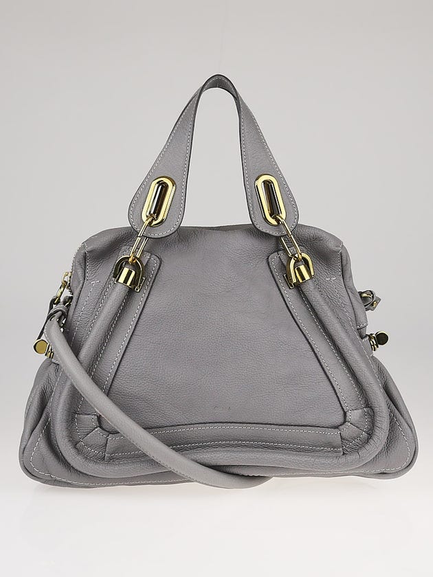 Chloe Cashmere Grey Pebbled Calfskin Leather Medium Paraty Bag