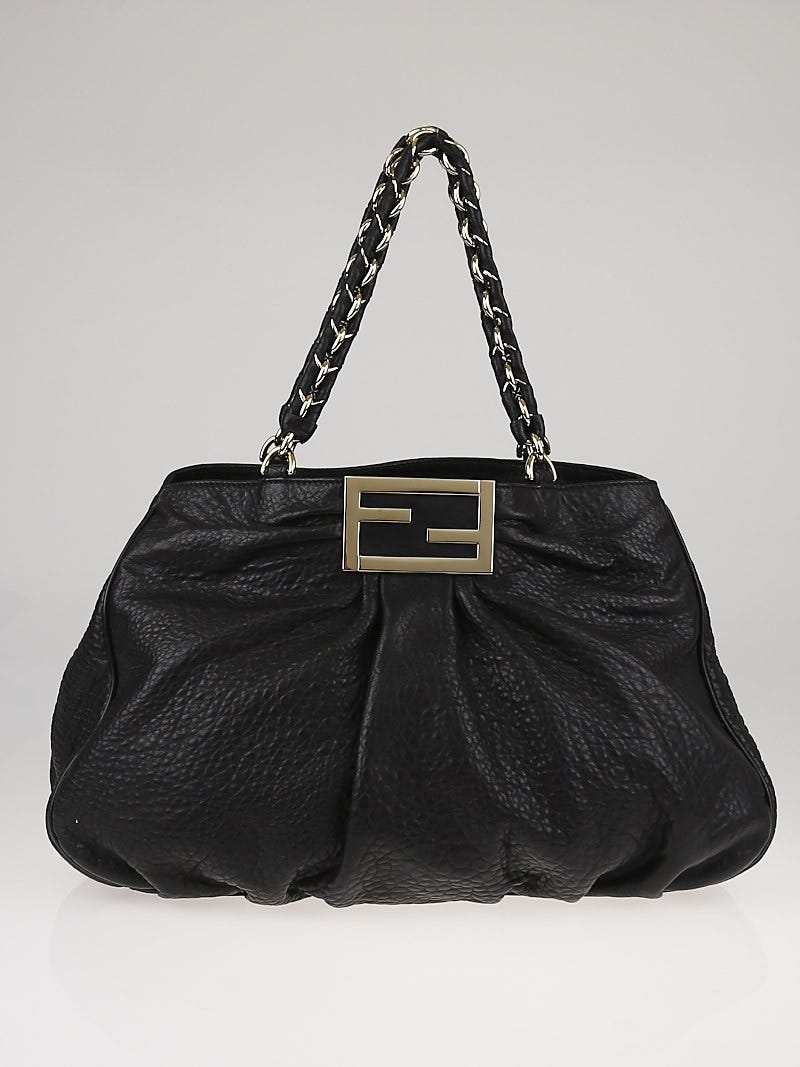 Fendi Black Borsa Leather Mia Shoulder Bag - 8BR616
