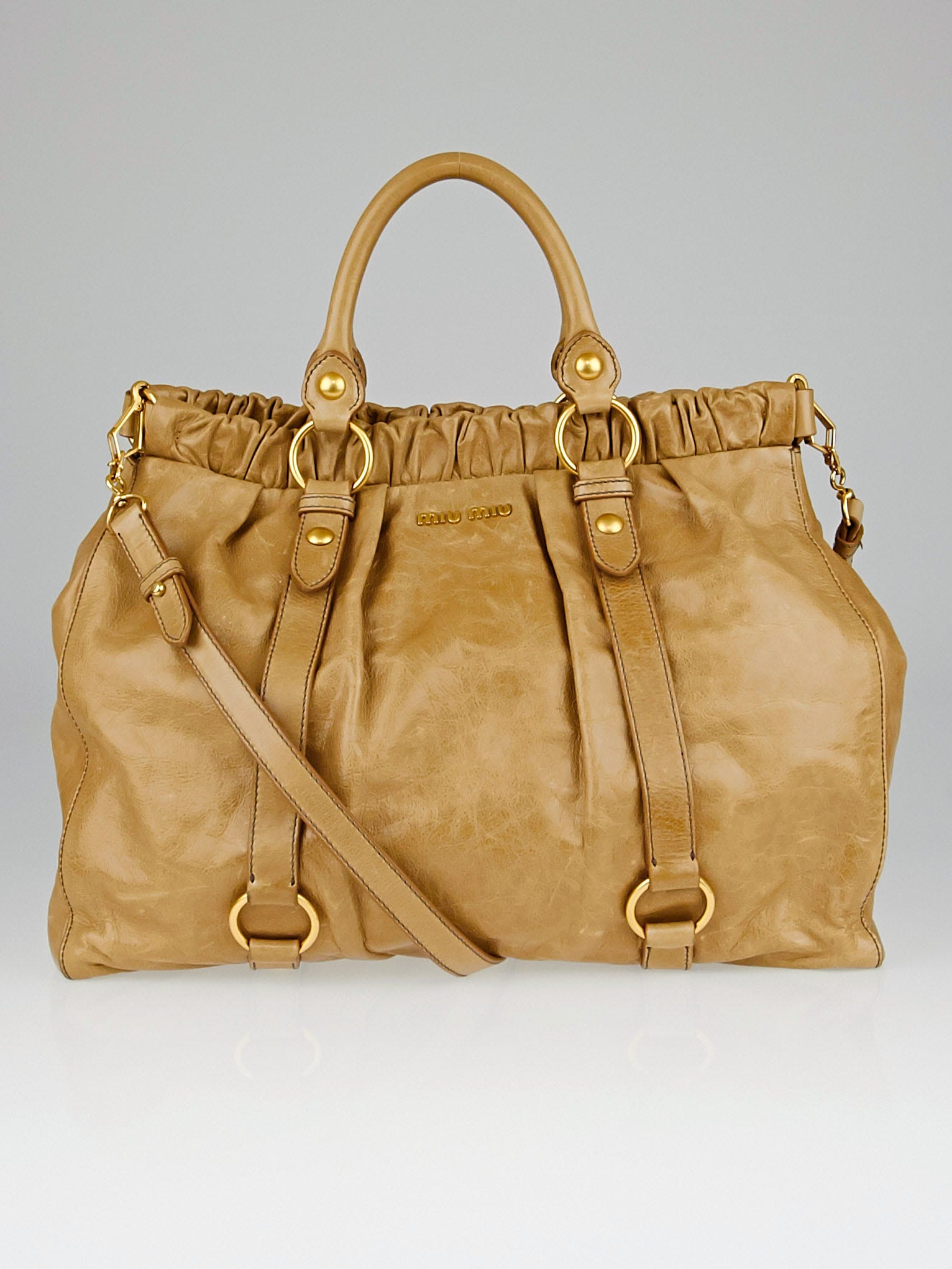 Miu Miu beige hand bag leather Made in Italy