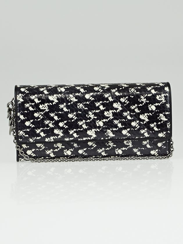 Christian Dior Black/White Elaphe Snakeskin Rendez-Vous Clutch Bag