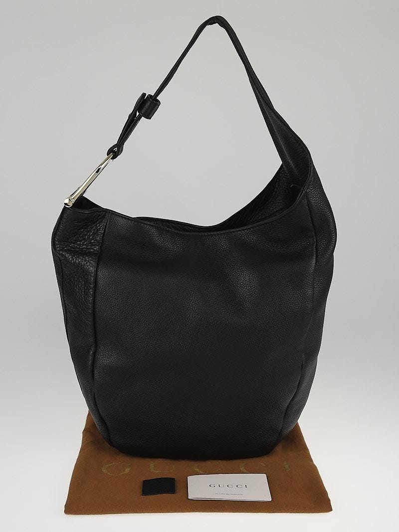 Gucci Black Leather Greenwich Medium Hobo Bag - Yoogi's Closet