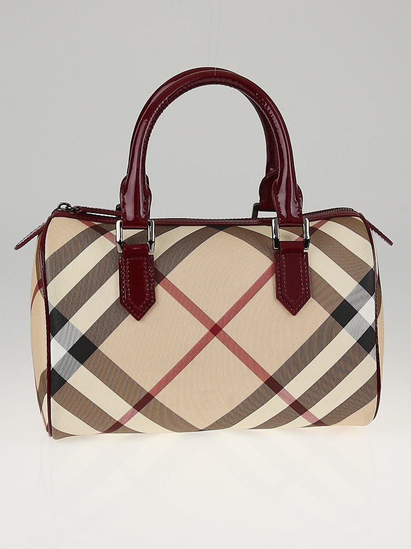 Burberry Red Nova Check PVC and Patent Leather Chester Boston Bag Burberry