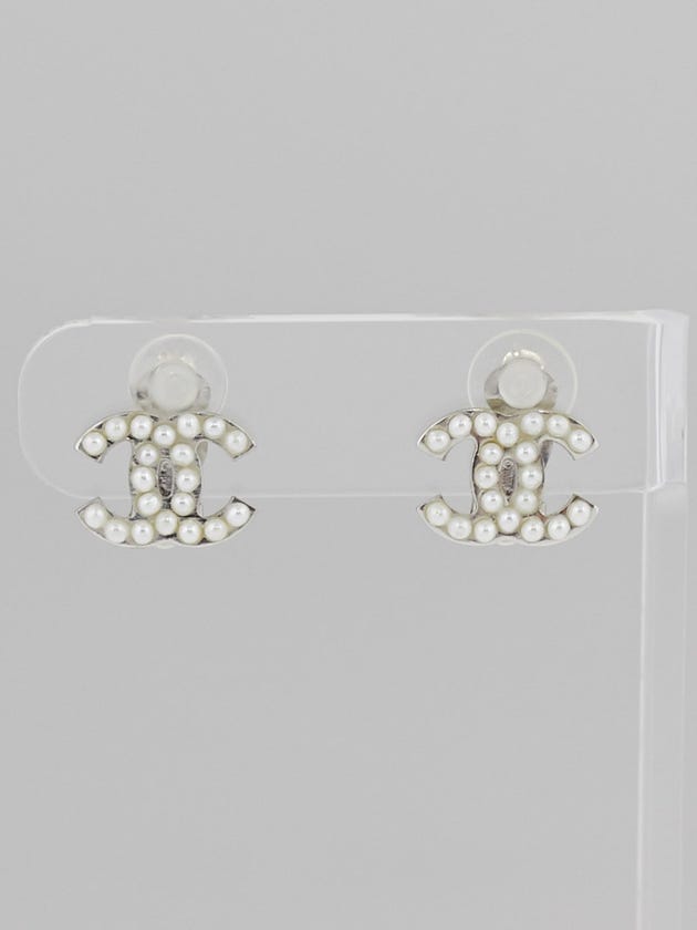 Chanel Faux Pearl CC Clip-On Earrings