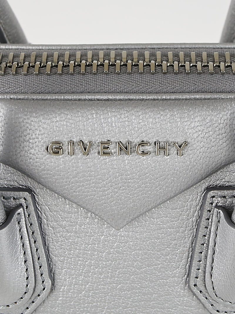 Givenchy Metallic Silver Goatskin Leather Mini Antigona
