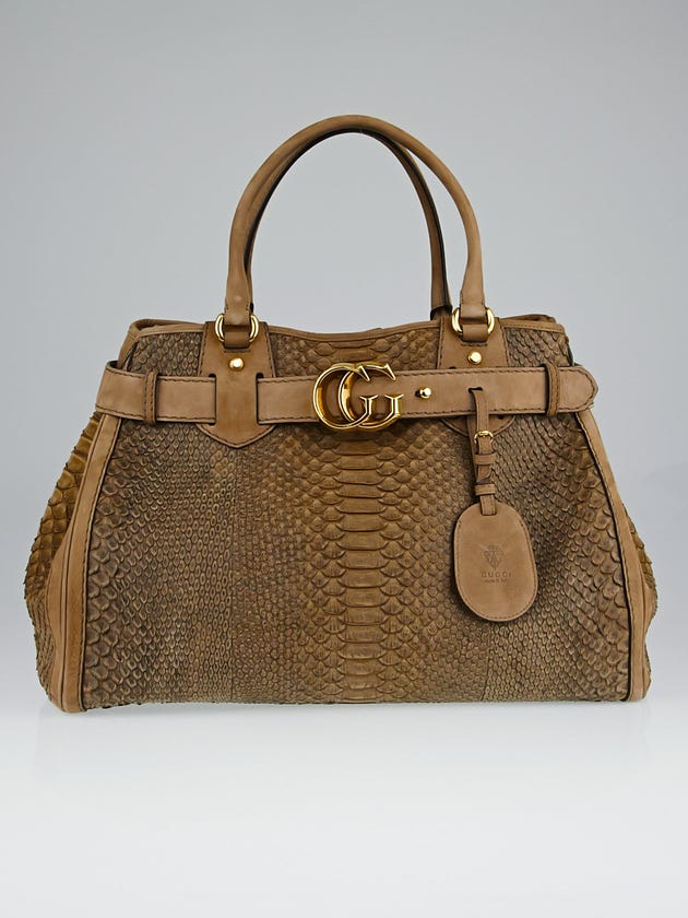 Gucci Python Gg Gucci Brown Python GG Running Large Satchel Bag | Yoogi's Closet