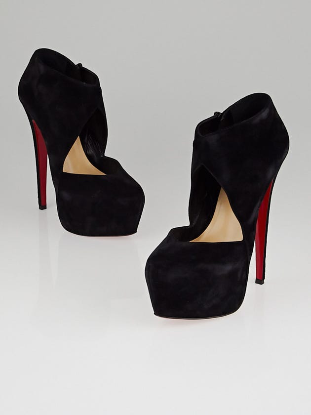 Christian Louboutin Black Suede Donue 160 Platform Pumps Size 7.5/38