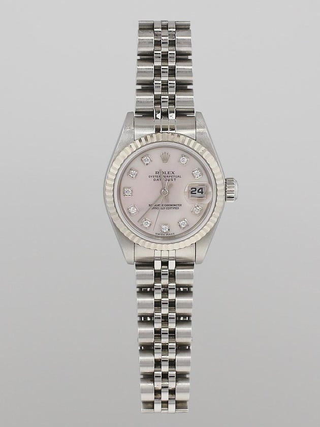 Rolex Stainless Steel and 18k White Gold with Diamonds 26mm Datejust Ladies Watch